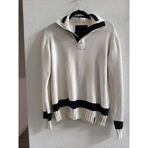 VTG Nautica Knit Pullover White Sweater Size S/P  Quarter Zip Long Sleeves